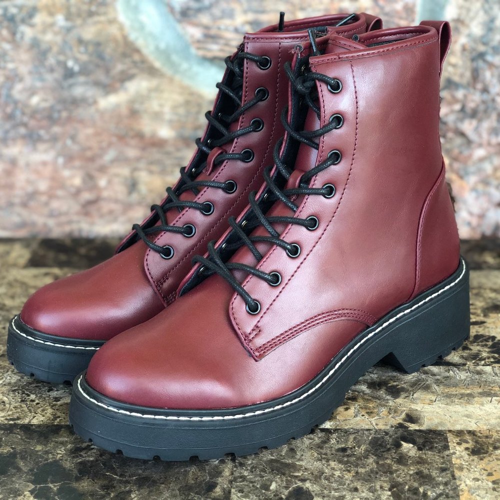 Madden Girl Carra Lace-Up Lug Sole Combat Boots - Picture 2 of 10